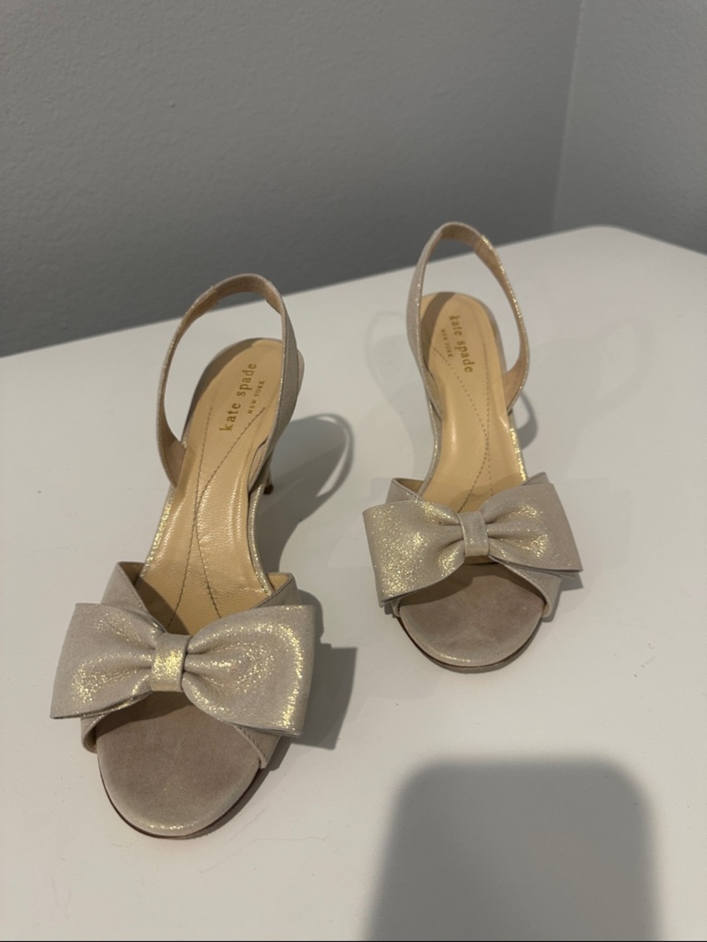 kate spade Champagne Bow Slingback Heels